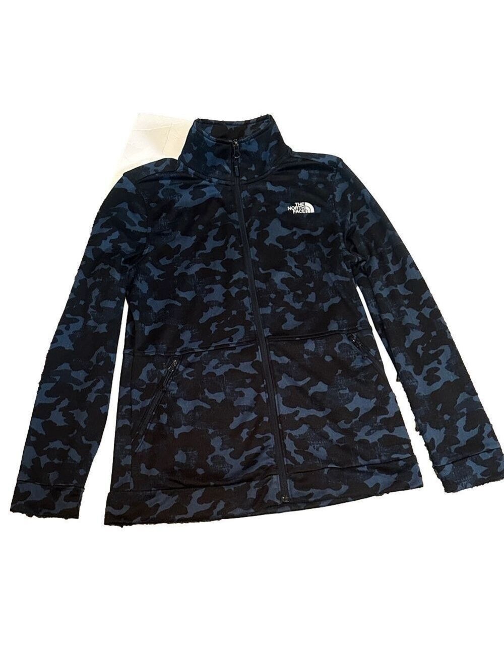 The North Face Black and Blue Camo Jacket Medium